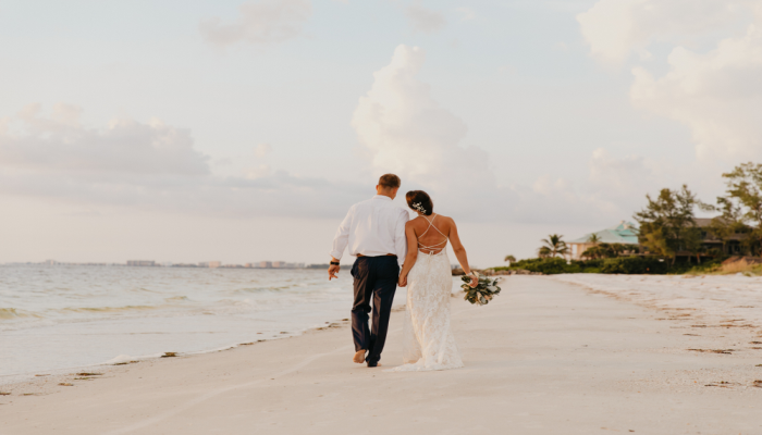 couple at their beach wedding