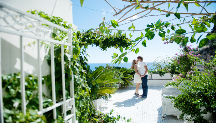 engaged couple in italy