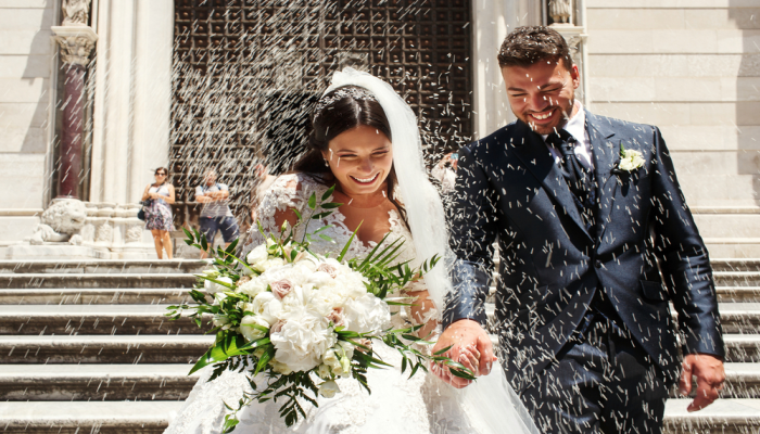 couple on their wedding day in italy