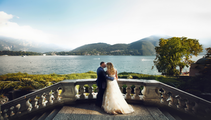 wedding couple in lake como