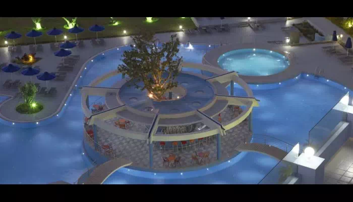 Atrium platinum pool at night